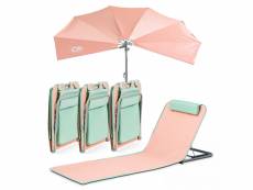 Lot 4 clic clac des plages et un parasol polyester