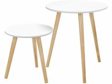 Lot de 2 tables basse d'appoint moderne rond blanc helloshop26 12_0000044
