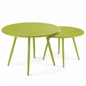Lot de 2 tables basses ronde en acier vert - Palavas