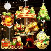 Lumières de Ventouse de Noël 6 Pièces, Lumières De Décoration De Noël à Suspendre, Lumières de Fenêtre de Noël pour Noël Fête Arbre Chambre d'Enfant,