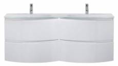 Meuble sous-vasque blanc Vague 138 cm + plan double