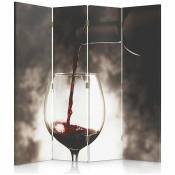 Paravent Décoration Vin Rouge Élégant pour Intérieur Design - 145 x 180 cm - 1 face déco, 1 face noir - Marron