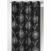 Rideau en Shantung à Imprimés Métallisés Fleur - Noir - 140 x 260 cm