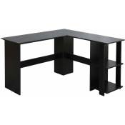 Soges - Table d'angle en forme de l, table de jeu, bureau d'ordinateur avec 2 étagères, pour les jeux et le travail, en bois de haute qualité, 130 x