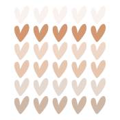 Stickers mureaux en vinyle petits coeurs marron et beige