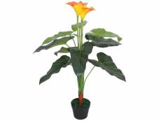 Sublime décorations categorie riyad plante artificielle avec pot lis calla 85 cm rouge et jaune