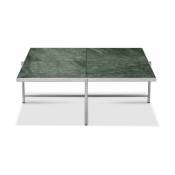 Table basse en marbre vert et piètements en acier inoxydable 90 - Handvärk