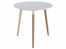 Table coloris blanc scandinave ronde plateau laqué