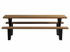 Table outdoor piquenique table bois avec pietement métal en x WOOOD TABLO