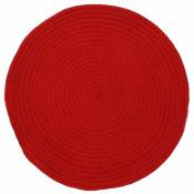 TAM TAM - Tapis en coton réversible effet cordage rouge diam.70 - Rouge