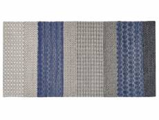 Tapis en laine à rayures bleu-gris 80 x 150 cm akkaya 317222