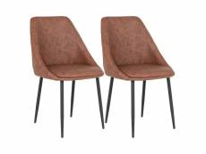 Tinto - lot de 2 chaises simili marron et pieds acier