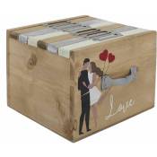 Toilinux - Album photo format box Love en mdf - Longueur 18 Largeur 17 Hauteur 13cm - Beige