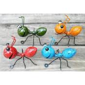 Xinuy - Décoration de jardin fourmi en métal Lot de 4 sculptures murales colorées pour jardin extérieur