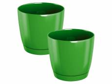 2x round pot de plastique coubi rond p en vert olive 15,5 (longueur) x 15,5 (largeur) x 14,2 (hauteur) cm