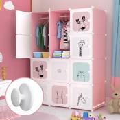 Armoire Meuble de Rangement 12 Cubes Pour Enfants - Rose - Xichao