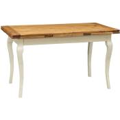 Biscottini - Table de style Country en bois massif de tilleul châssis blanche vieillie sur surface finition naturelle