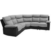 Canapé d'Angle de Relaxation oscar 5 places bi-matière - Gris et Noir - Gris/noir