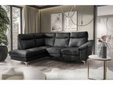 - canapé d'angle en cuir italien de luxe 5 places luzini noir, angle gauche
