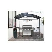 Carport pour barbecue à double toit en acier 2,63 x 1,50 x 2,40 m gris anthracite - CAR2415AC - Habrita Foresta