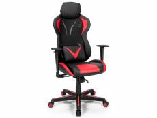 Chaise gamer fauteuil de gaming ergonomique à roulettes pivotante avec support de colonne vertébrale 3d rouge et noir