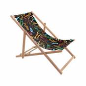 Chaise longue pliable inclinable Toiletpaper bois & toile multicolore / Snakes - Seletti multicolore en bois