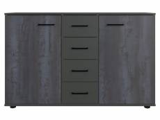Commode meuble de rangement coloris gris foncé - longueur 130 x hauteur 83 x profondeur 41 cm