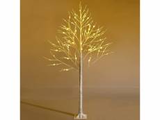 Costway 180cm sapin blanc à 96 lumières led avec branches mortes, bouleau noël lumineux arbre de noël artificiel,câble 220cm,cadeau décor vacances d’h