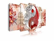 Dekoarte - impression sur toile moderne | décoration pour le salon ou chambre| ying yang zen beige rouge | 200x100cm C0518
