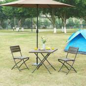 [en.casa] - Table de camping pliante Lillestrøm 78 x 78 x 74 cm effet bois marron foncé