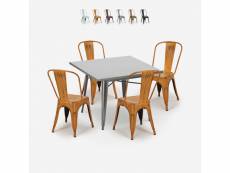 Ensemble 4 chaises vintage style tolix table 80x80cm