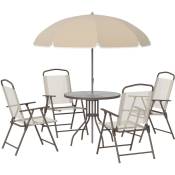 Ensemble salon de jardin 6 pcs - table ronde + 4 chaises