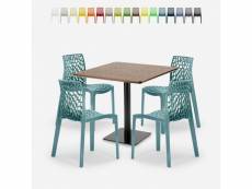 Ensemble table bois métal horeca 90x90cm 4 chaises