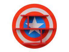 Etagère murale forme logo captain america - marvel avengers - rouge, blanc et bleu