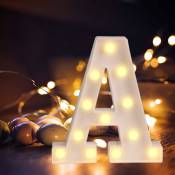 Groofoo - Lettres de l'alphabet à led avec lumière blanche chaude pour décoration d'intérieur,fête,bar,mariage ou festival(A)
