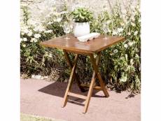 Hanna - table de jardin 2 personnes - carrée pliante 70x70cm en bois teck huilé