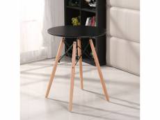 Hombuy® ensemble de table scandinave ronde noire et 4 chaises scandinaves noires pour salle à manger, cuisine, salon, bureau