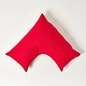 Homescapes - Taie d'oreiller spécial oreiller cervical en coton égyptien 200 fils Forme v rouge - Rouge