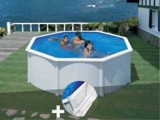 Kit piscine acier blanc gré fidji ronde 3,70 x 1,22 m + tapis de sol