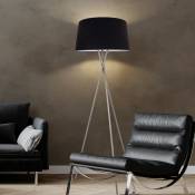 Lampadaire lampadaire salon lampe lampadaire chambre, 3 pieds, abat-jour métal tissu nickel noir mat, 1x douille E27, DxH 62x154cm