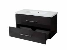 Lavabo premium + meuble sous-lavabo hwc-d16, lavabo, brillant 90cm ~ noir