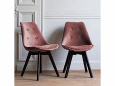 Lot de 2 chaises en velours nora roses avec coussin