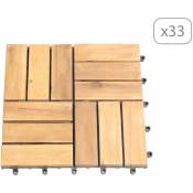 Lot de 33 dalles bois d'acacia 30x30 cm format mosaïque