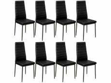 Lot de 8 chaises siège de salon cuisine salle à manger design carré élégant noir helloshop26 08_0000142