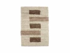 Mauranne - tapis à poils longs motifs rectangles beige
