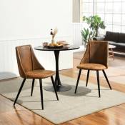 Meubles Cosy - Chaise de salle à manger de style scandinave avec tapisserie d'aMEUBLESment effet Seude, planche d'assise E1 de 18 mm et pieds en