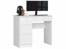 Mir - bureau informatique style moderne - 90x77x50 - 4 tiroirs spacieux - blanc