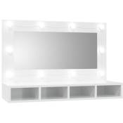 Miroir mobile avec led avec 4 compartiments ouverts de différentes couleurs disponibles Couleur : Blanc brillant