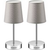 Monzana - Lampe de table avec abat-jour lampe de chevet avec interrupteur E14 parfait pour chambre salon décoration Set de 2 pièces taupe