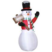 Outsunny Bonhomme de neige gonflable avec pancarte 3 LED hauteur 180 cm polyester imperméable - blanc